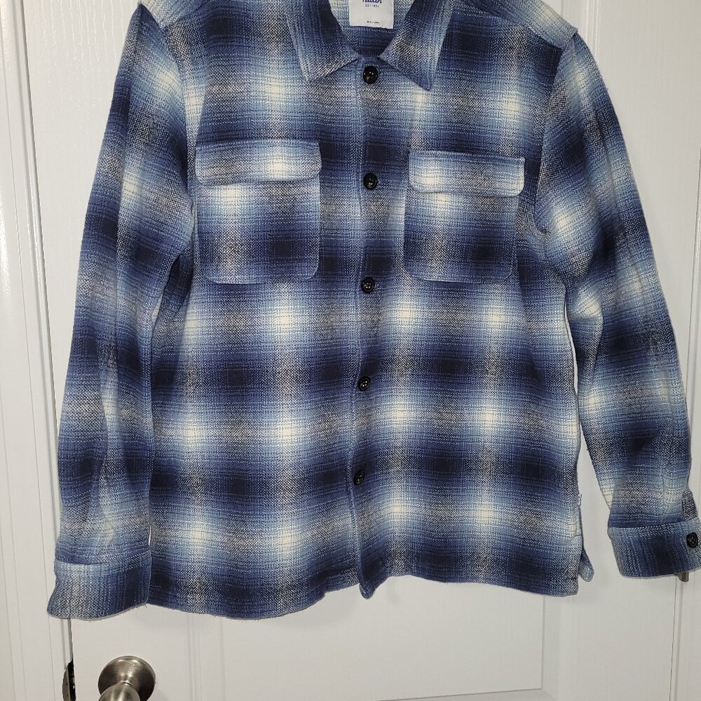 Katin Shiloh Flannel Shacket Shirt Polar Navy Blue/Black Shadow Plaid Men's Med